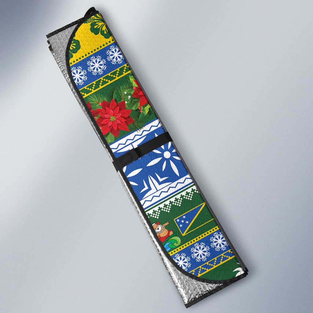 Solomon Islands Christmas Auto Sun Shade The Solomons Melanesian Meri Krismas LT14 - Polynesian Pride
