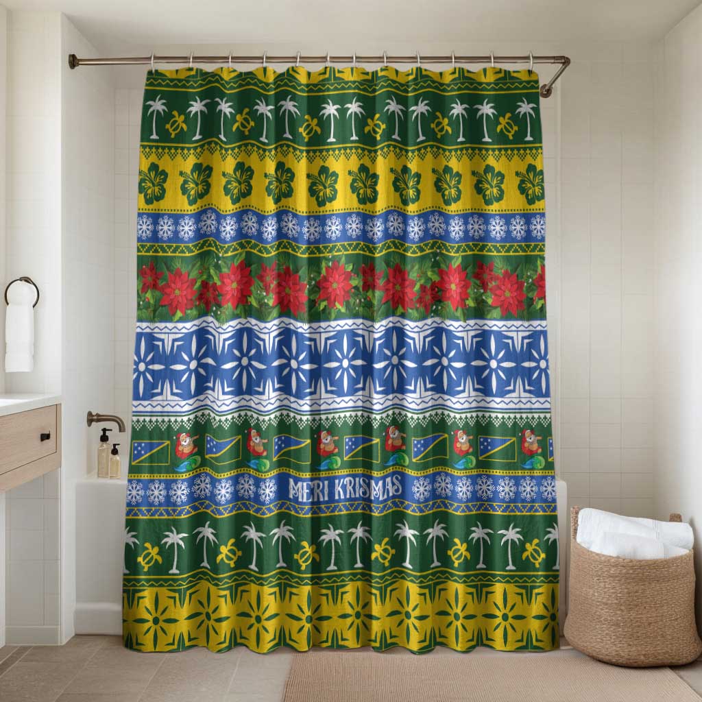 Solomon Islands Christmas Bathroom Set The Solomons Melanesian Meri Krismas LT14 Shower Curtain Only Green - Polynesian Pride