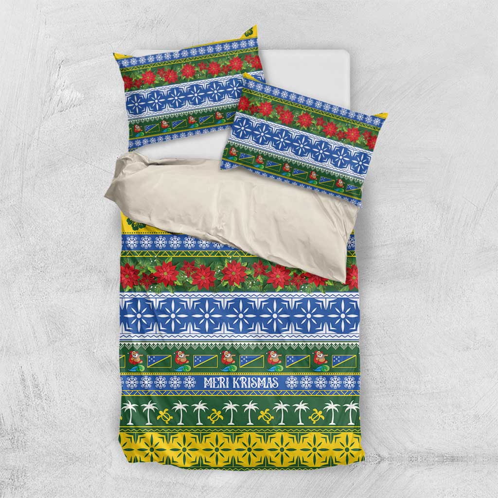 Solomon Islands Christmas Bedding Set The Solomons Melanesian Meri Krismas LT14 US Twin 172cm x 218cm Green - Polynesian Pride