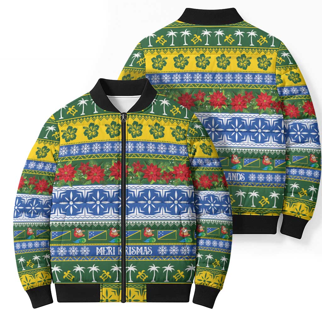 Solomon Islands Christmas Bomber Puffer Jacket The Solomons Melanesian Meri Krismas LT14 - Polynesian Pride