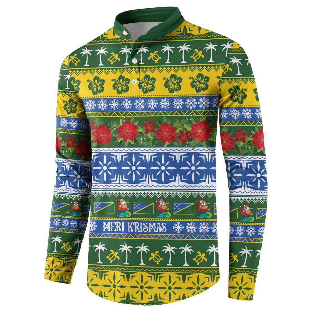 Solomon Islands Christmas Button Sweatshirt The Solomons Melanesian Meri Krismas LT14 - Polynesian Pride