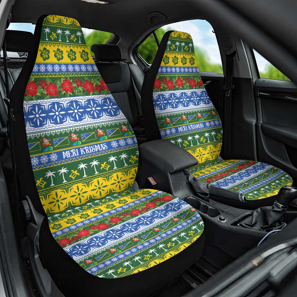 Solomon Islands Christmas Car Seat Cover The Solomons Melanesian Meri Krismas LT14 One Size Green - Polynesian Pride