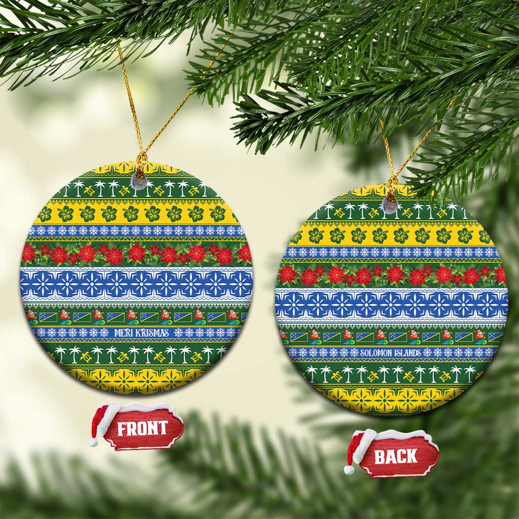 Solomon Islands Christmas Ceramic Ornament The Solomons Melanesian Meri Krismas LT14 Circle Green - Polynesian Pride