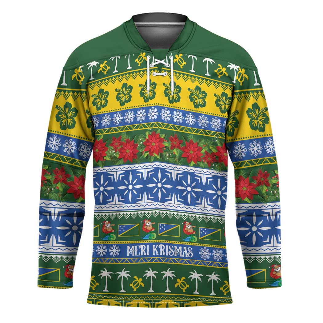 Solomon Islands Christmas Hockey Jersey The Solomons Melanesian Meri Krismas LT14 Unisex Green - Polynesian Pride