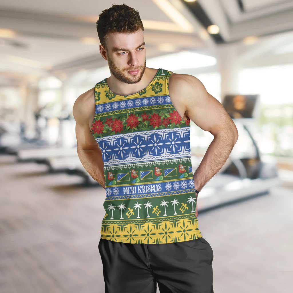 Solomon Islands Christmas Men Tank Top The Solomons Melanesian Meri Krismas LT14 Green - Polynesian Pride