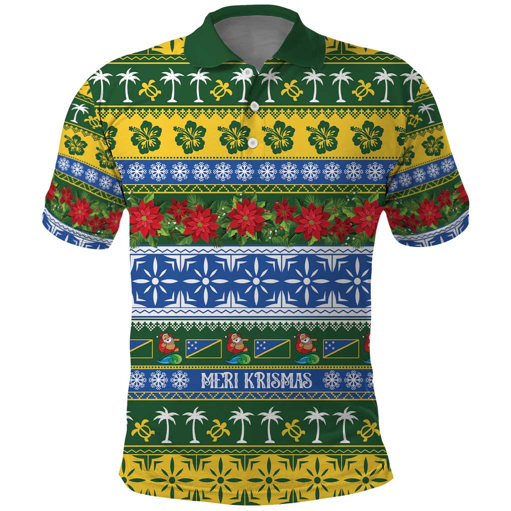 Solomon Islands Christmas Polo Shirt The Solomons Melanesian Meri Krismas LT14 Green - Polynesian Pride