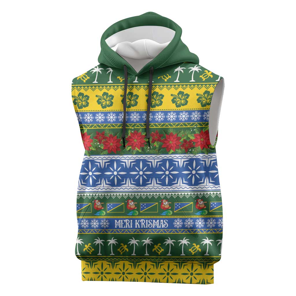 Solomon Islands Christmas Sleeveless Hoodie The Solomons Melanesian Meri Krismas LT14 Green - Polynesian Pride