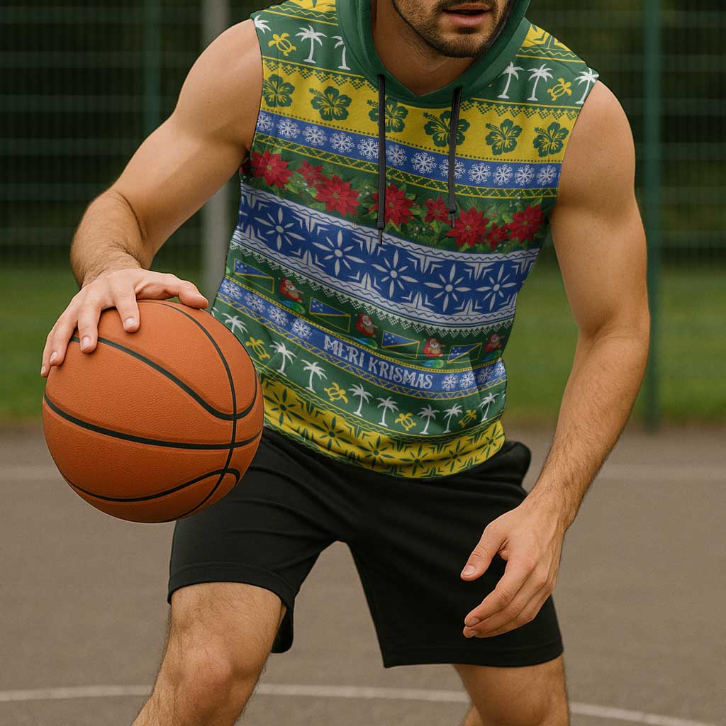 Solomon Islands Christmas Sleeveless Hoodie The Solomons Melanesian Meri Krismas LT14 - Polynesian Pride