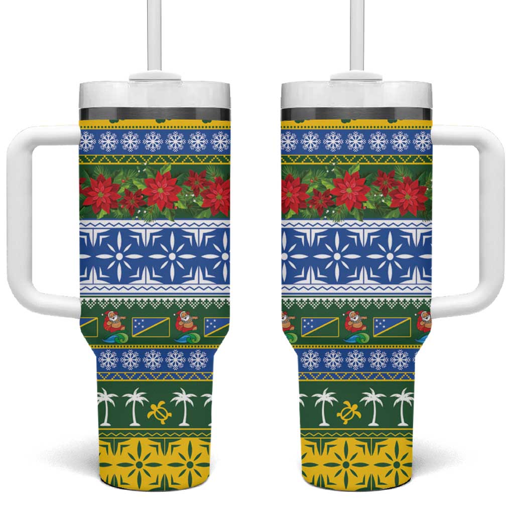 Solomon Islands Christmas Tumbler With Handle The Solomons Melanesian Meri Krismas LT14 One Size: 40 oz Green - Polynesian Pride