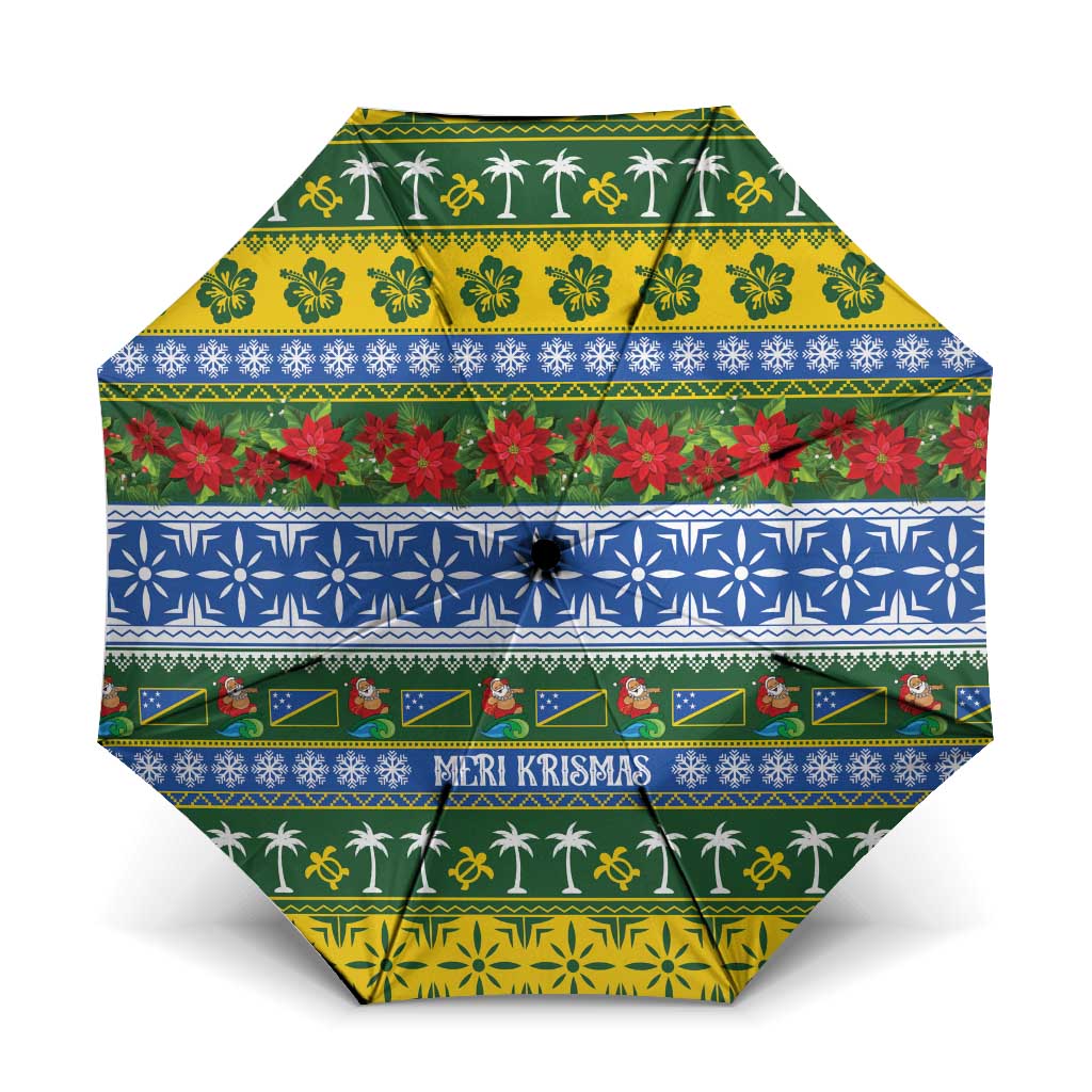 Solomon Islands Christmas Umbrella The Solomons Melanesian Meri Krismas LT14 One Size Folded 11.42 inch Opened Diameter 37.4 inch Green - Polynesian Pride