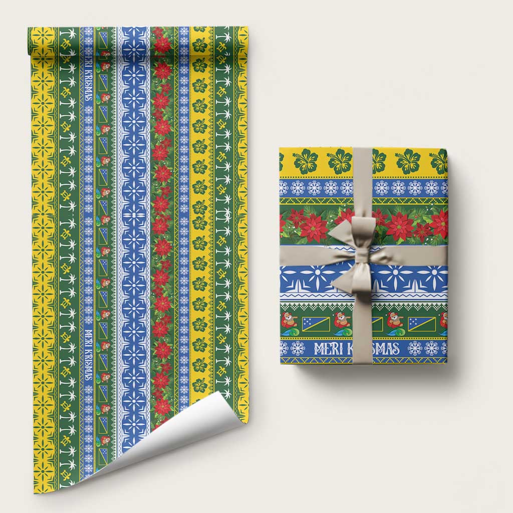 Solomon Islands Christmas Wrapping Paper The Solomons Melanesian Meri Krismas LT14 58" × 23" Green - Polynesian Pride