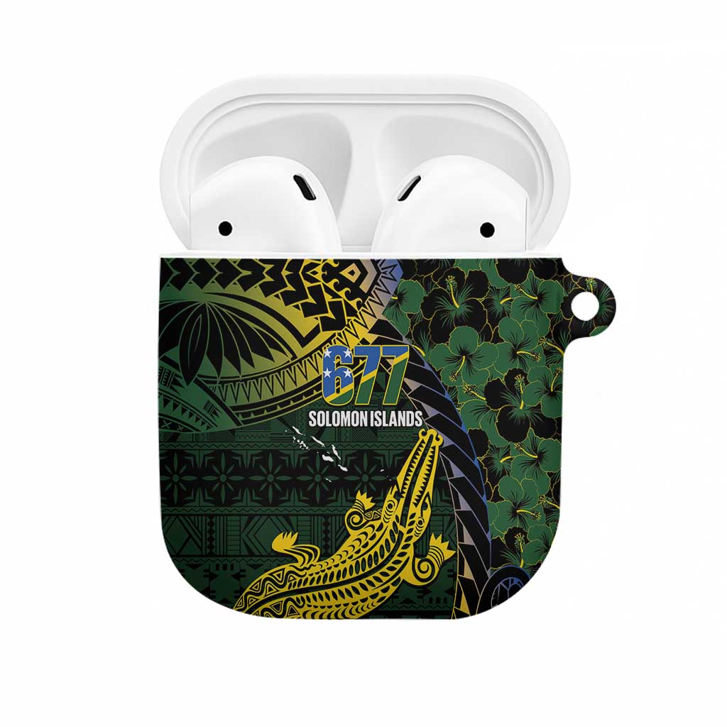 Solomon Islands AirPods Case 677 Proud Crocodile Melanesian Pattern LT14 Black - Polynesian Pride