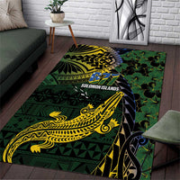 Solomon Islands Area Rug 677 Proud Crocodile Melanesian Pattern LT14 Black - Polynesian Pride