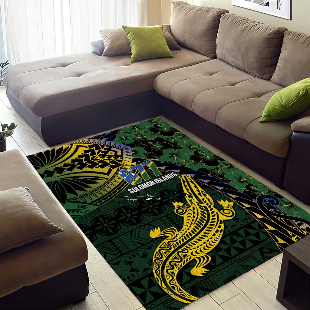 Solomon Islands Area Rug 677 Proud Crocodile Melanesian Pattern LT14 - Polynesian Pride