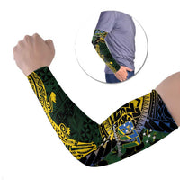 Solomon Islands Arm Sleeves 677 Proud Crocodile Melanesian Pattern LT14 Set of 2 Black - Polynesian Pride