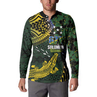 Solomon Islands Button Sweatshirt 677 Proud Crocodile Melanesian Pattern LT14 - Polynesian Pride
