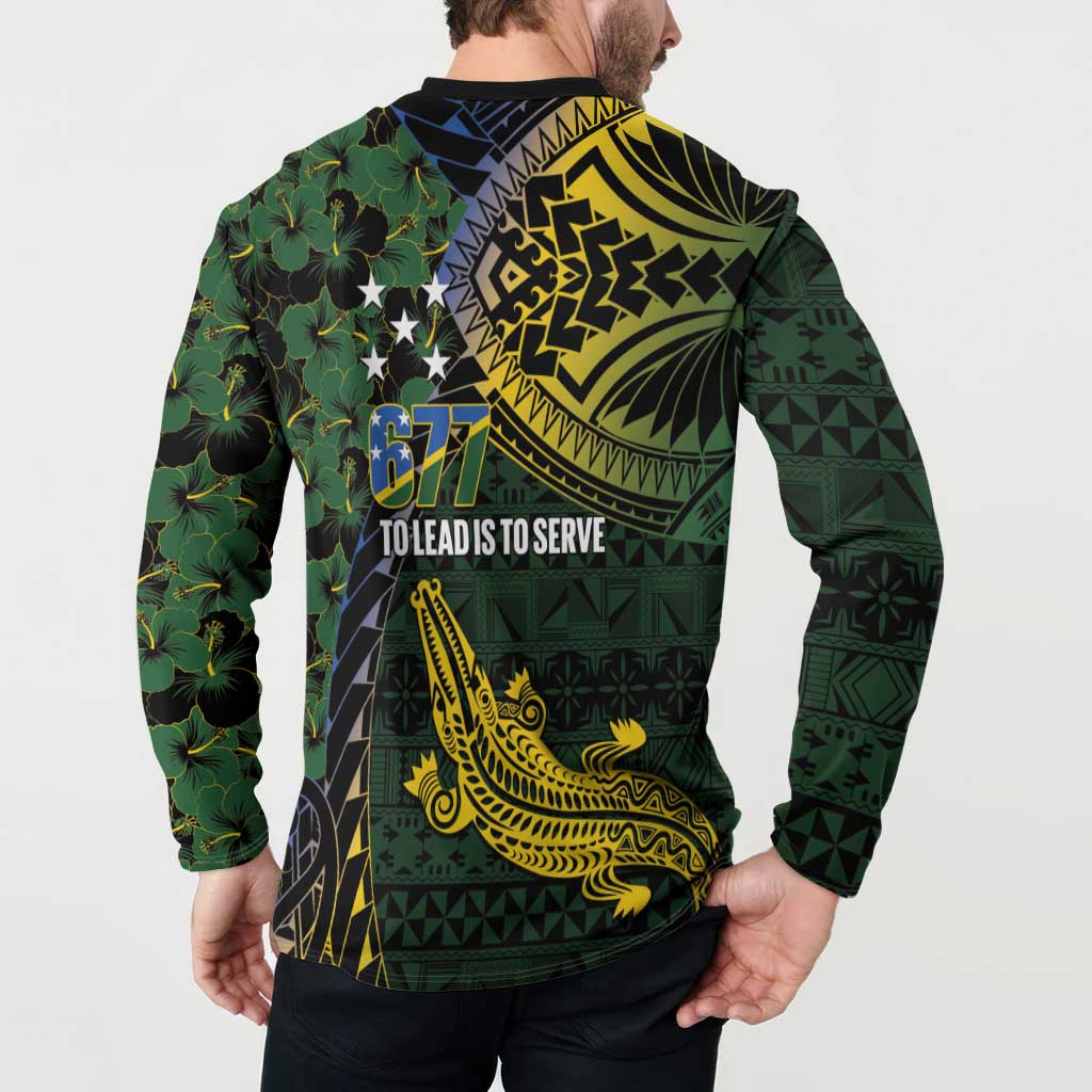 Solomon Islands Button Sweatshirt 677 Proud Crocodile Melanesian Pattern LT14 - Polynesian Pride