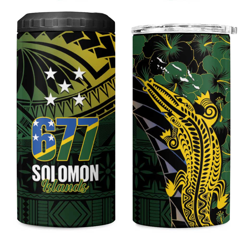 Solomon Islands 4 in 1 Can Cooler Tumbler 677 Proud Crocodile Melanesian Pattern LT14 One Size: 16 oz Black - Polynesian Pride