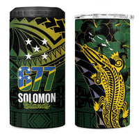 Solomon Islands 4 in 1 Can Cooler Tumbler 677 Proud Crocodile Melanesian Pattern LT14 One Size: 16 oz Black - Polynesian Pride
