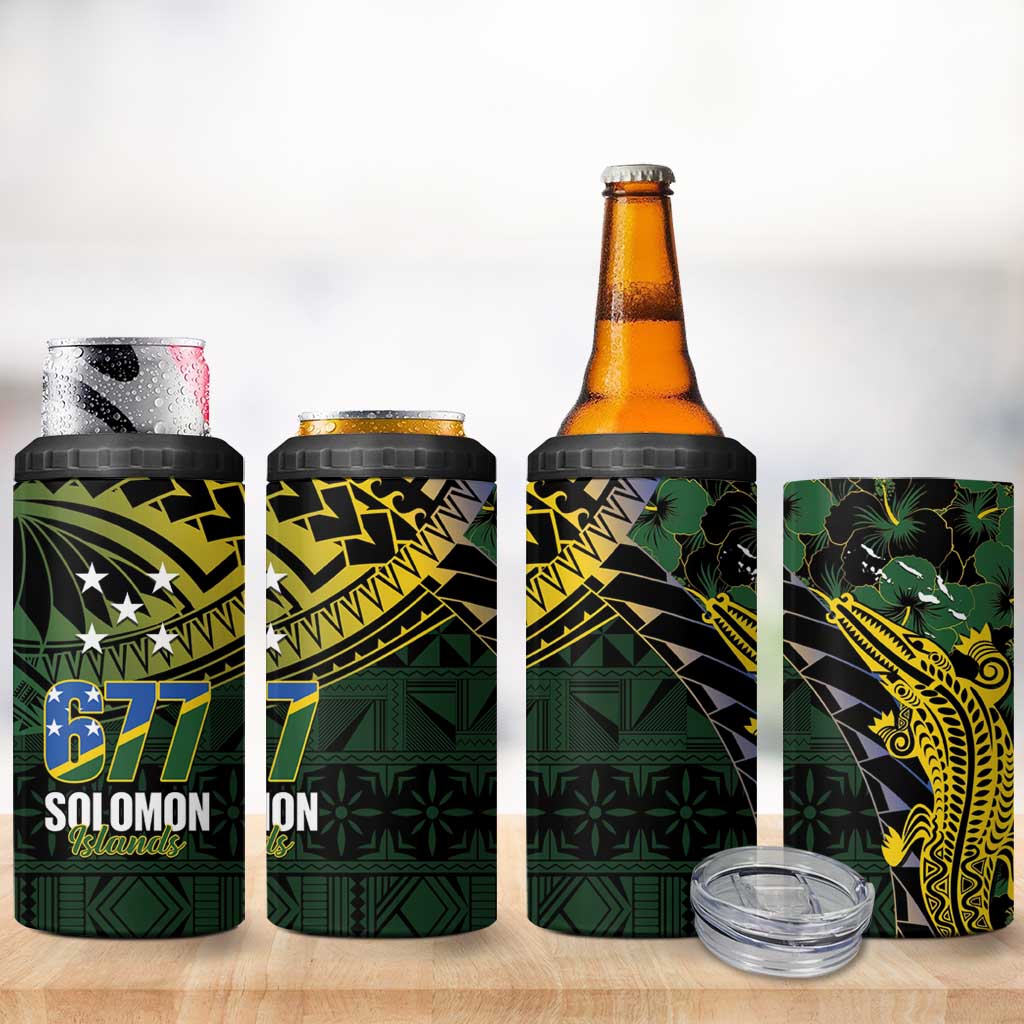 Solomon Islands 4 in 1 Can Cooler Tumbler 677 Proud Crocodile Melanesian Pattern LT14 - Polynesian Pride