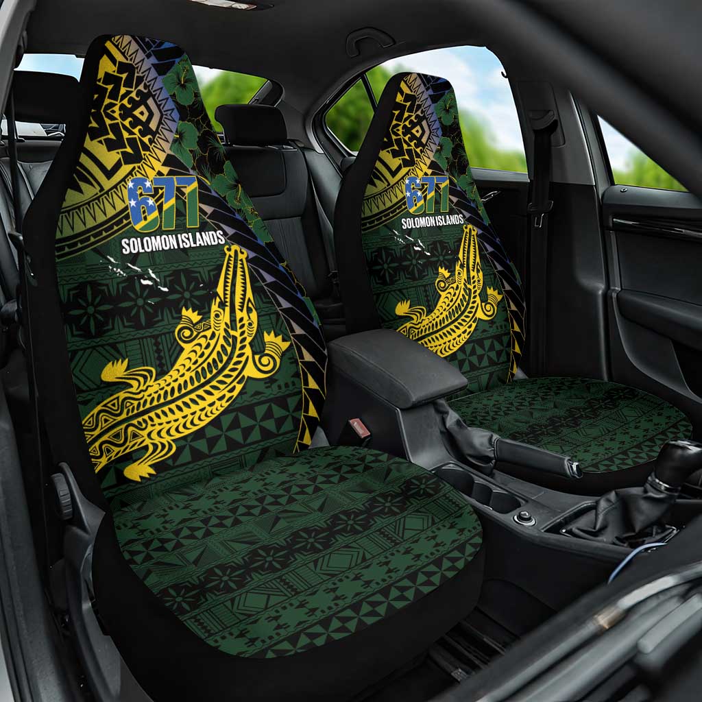 Solomon Islands Car Seat Cover 677 Proud Crocodile Melanesian Pattern LT14 One Size Black - Polynesian Pride