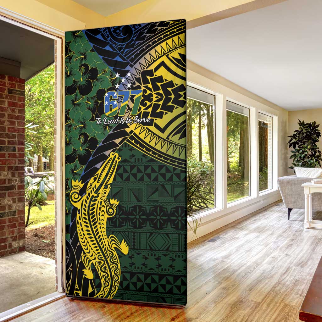 Solomon Islands Door Cover 677 Proud Crocodile Melanesian Pattern LT14 - Polynesian Pride