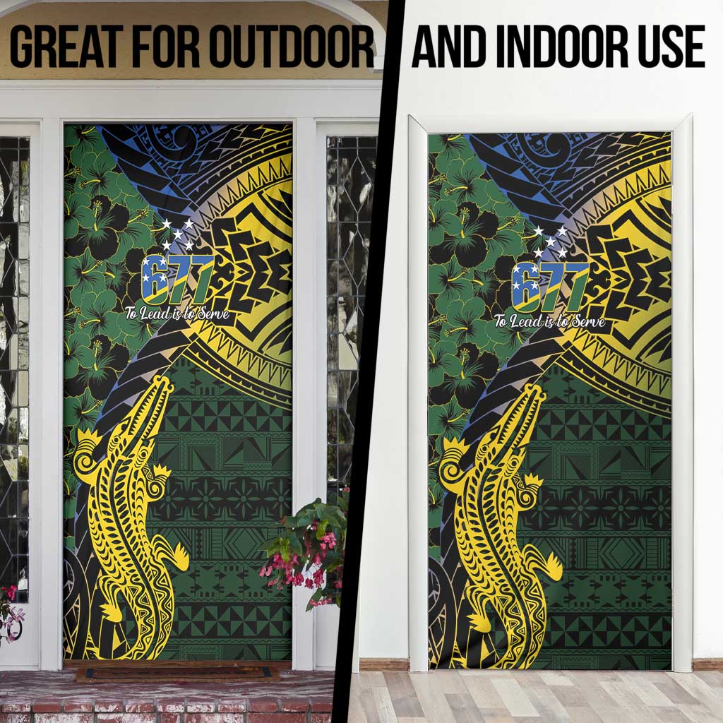 Solomon Islands Door Cover 677 Proud Crocodile Melanesian Pattern LT14 - Polynesian Pride