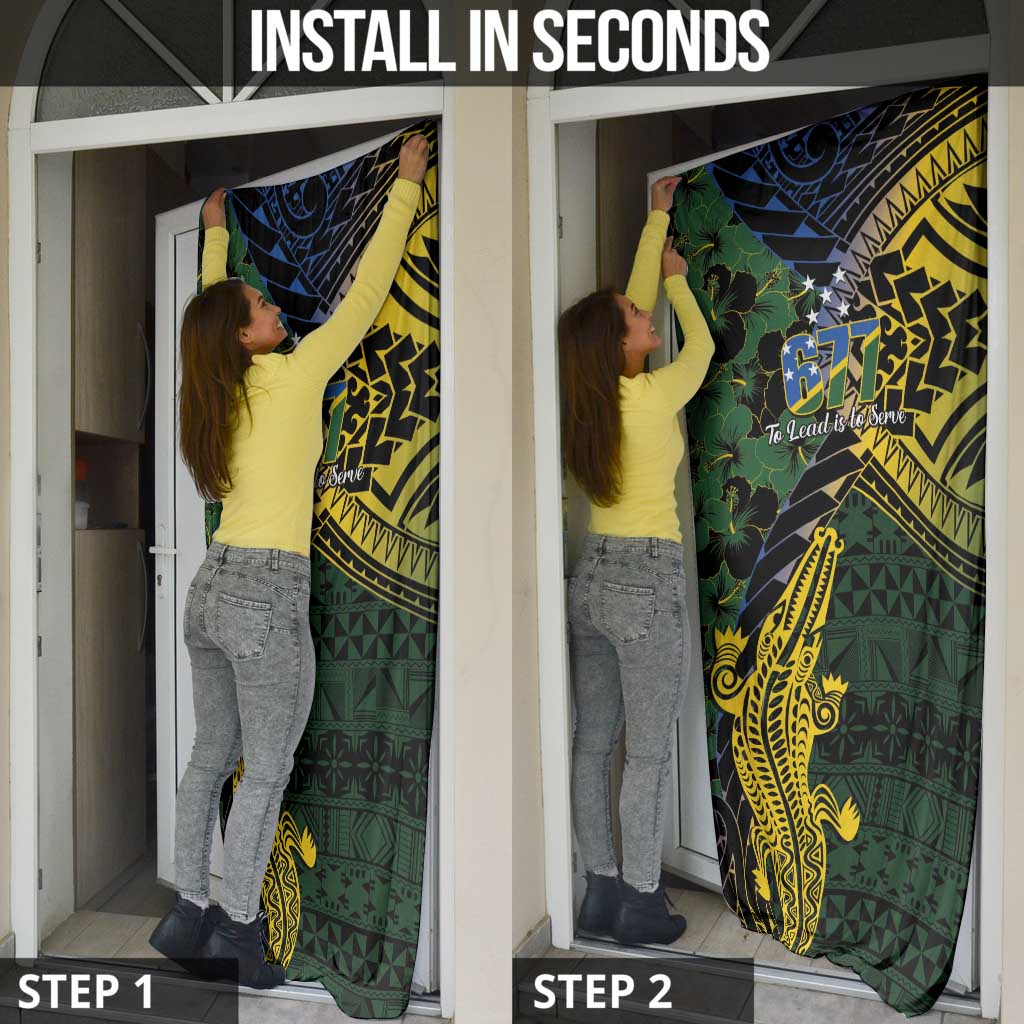 Solomon Islands Door Cover 677 Proud Crocodile Melanesian Pattern LT14 - Polynesian Pride