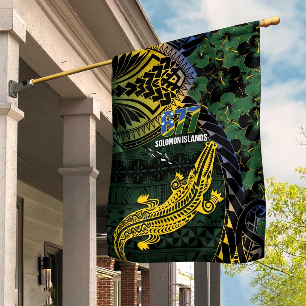 Solomon Islands Garden Flag 677 Proud Crocodile Melanesian Pattern LT14 House Flag Black - Polynesian Pride
