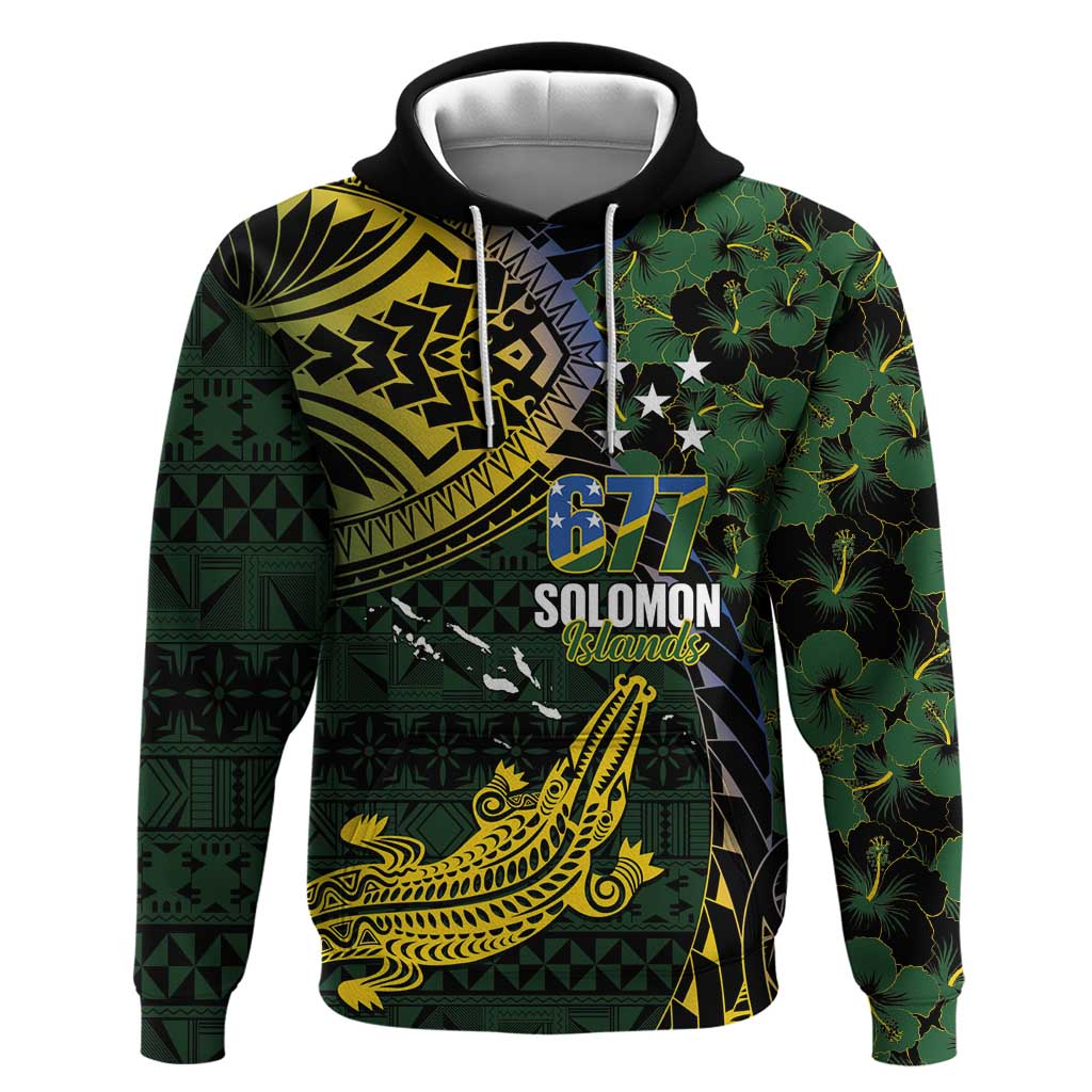 Solomon Islands Hoodie 677 Proud Crocodile Melanesian Pattern LT14 Pullover Hoodie Black - Polynesian Pride