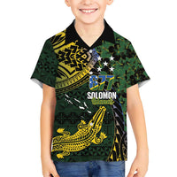 Solomon Islands Kid Hawaiian Shirt 677 Proud Crocodile Melanesian Pattern LT14 Kid Black - Polynesian Pride