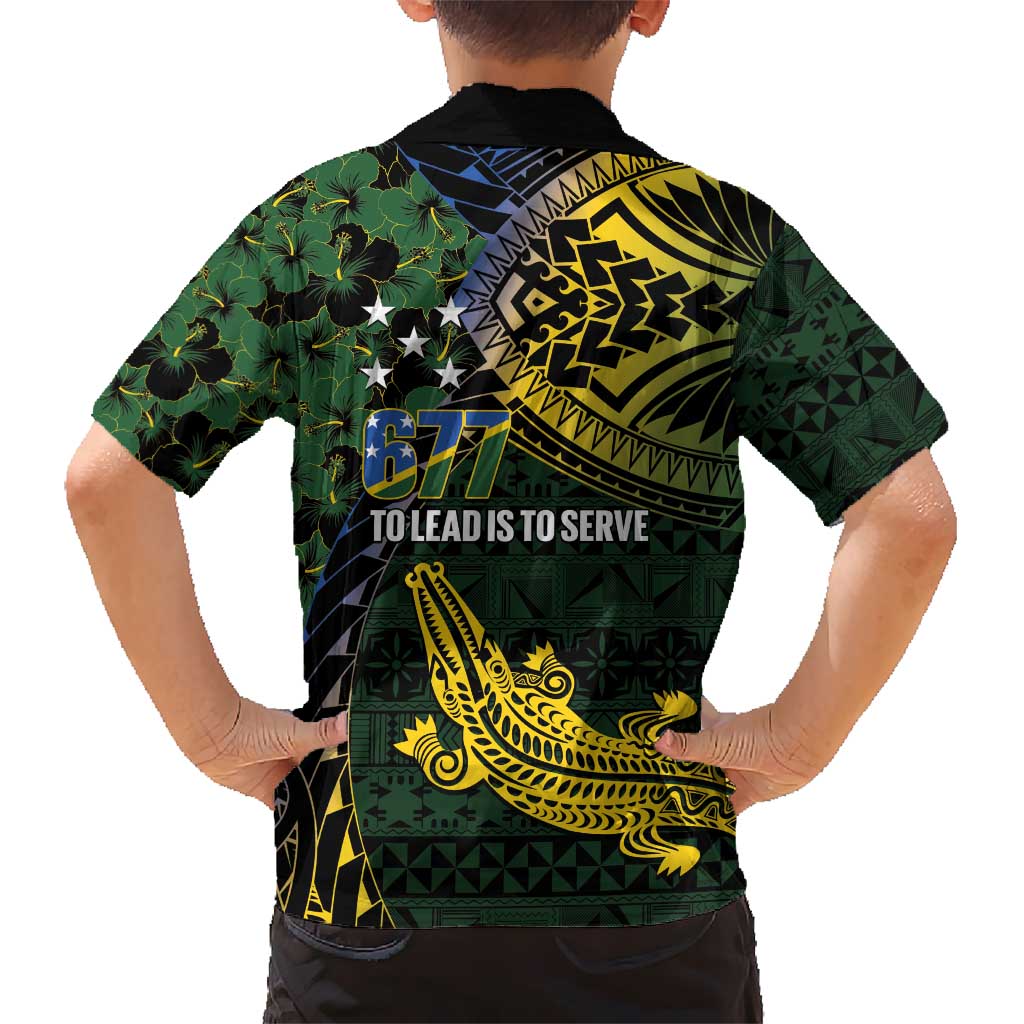 Solomon Islands Kid Hawaiian Shirt 677 Proud Crocodile Melanesian Pattern LT14 - Polynesian Pride