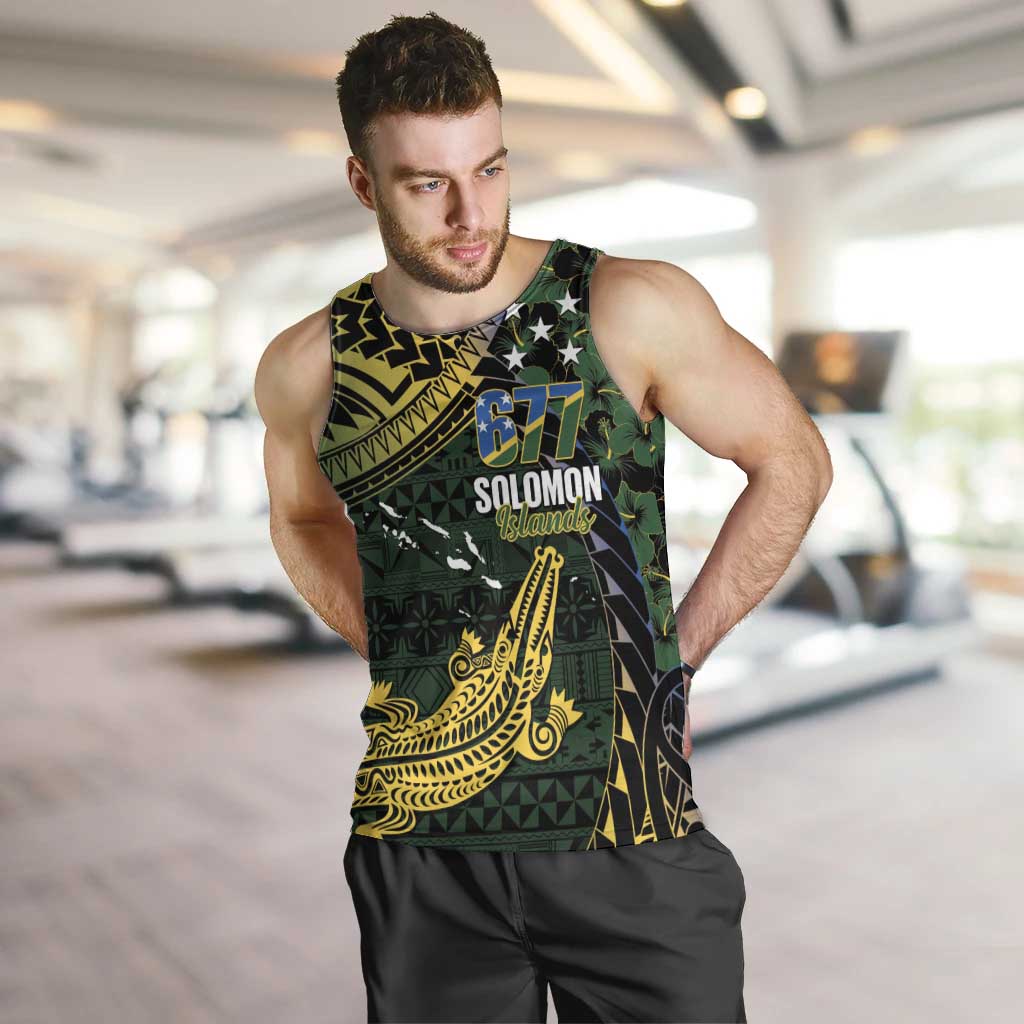 Solomon Islands Men Tank Top 677 Proud Crocodile Melanesian Pattern LT14 Black - Polynesian Pride