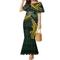 Solomon Islands Mermaid Dress 677 Proud Crocodile Melanesian Pattern LT14 Women Black - Polynesian Pride