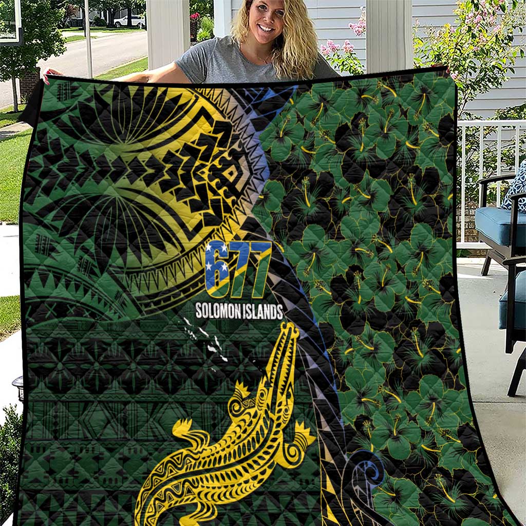 Solomon Islands Quilt 677 Proud Crocodile Melanesian Pattern LT14 Black - Polynesian Pride