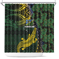 Solomon Islands Shower Curtain 677 Proud Crocodile Melanesian Pattern LT14 Black - Polynesian Pride