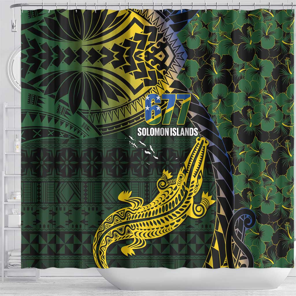 Solomon Islands Shower Curtain 677 Proud Crocodile Melanesian Pattern LT14 - Polynesian Pride