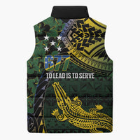 Solomon Islands Sleeveless Puffer Jacket 677 Proud Crocodile Melanesian Pattern LT14 - Polynesian Pride