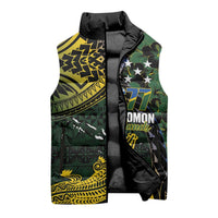 Solomon Islands Sleeveless Puffer Jacket 677 Proud Crocodile Melanesian Pattern LT14 - Polynesian Pride