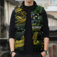 Solomon Islands Sleeveless Puffer Jacket 677 Proud Crocodile Melanesian Pattern LT14 - Polynesian Pride