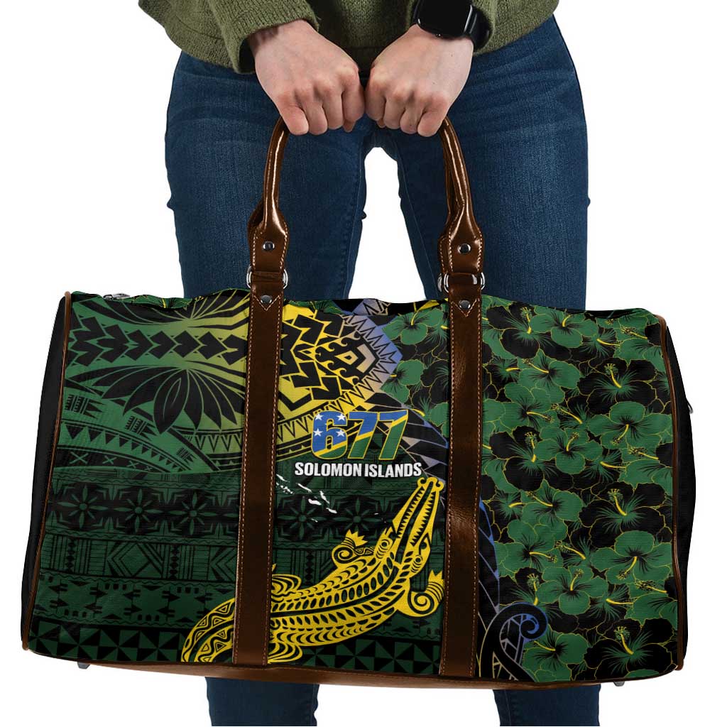 Solomon Islands Travel Bag 677 Proud Crocodile Melanesian Pattern LT14 Black - Polynesian Pride