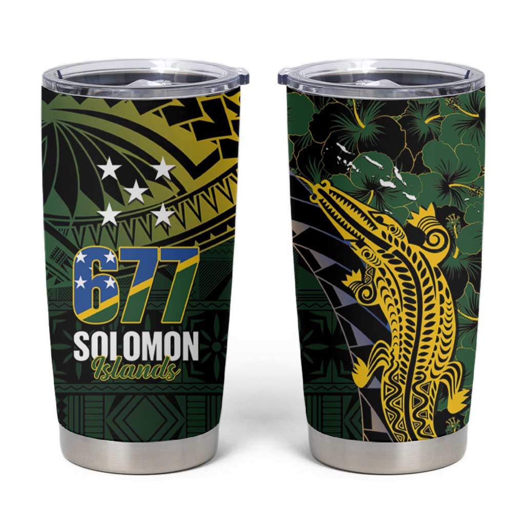 Solomon Islands Tumbler Cup 677 Proud Crocodile Melanesian Pattern LT14 Black - Polynesian Pride