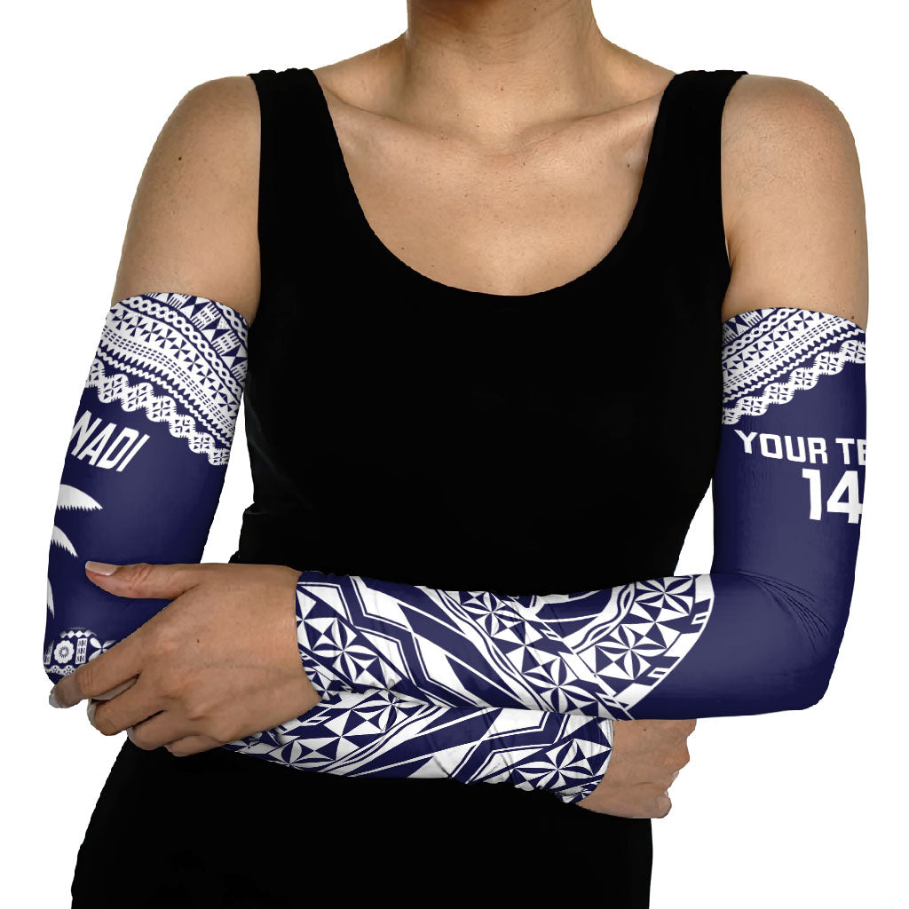 Nadi Fiji 2026 Rugby Custom Arm Sleeves Kikau Fijian Tapa Pattern LT14 - Polynesian Pride