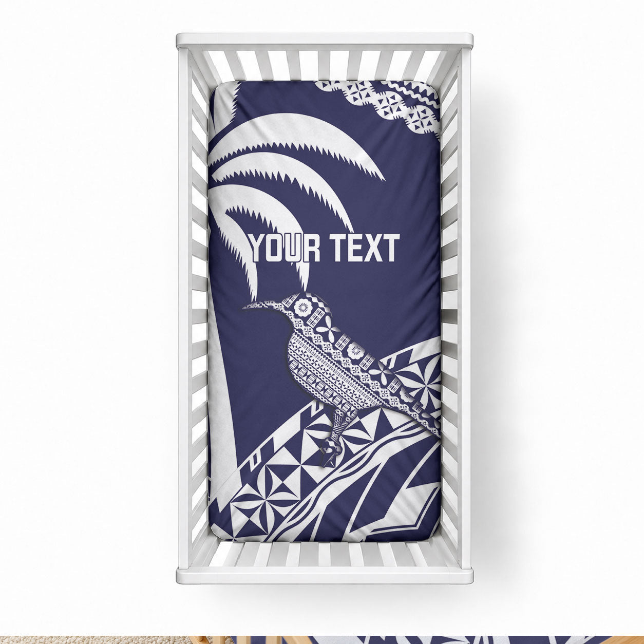 Nadi Fiji 2026 Rugby Custom Baby Bed Cover Kikau Fijian Tapa Pattern LT14 28 × 52 in Navy Blue - Polynesian Pride