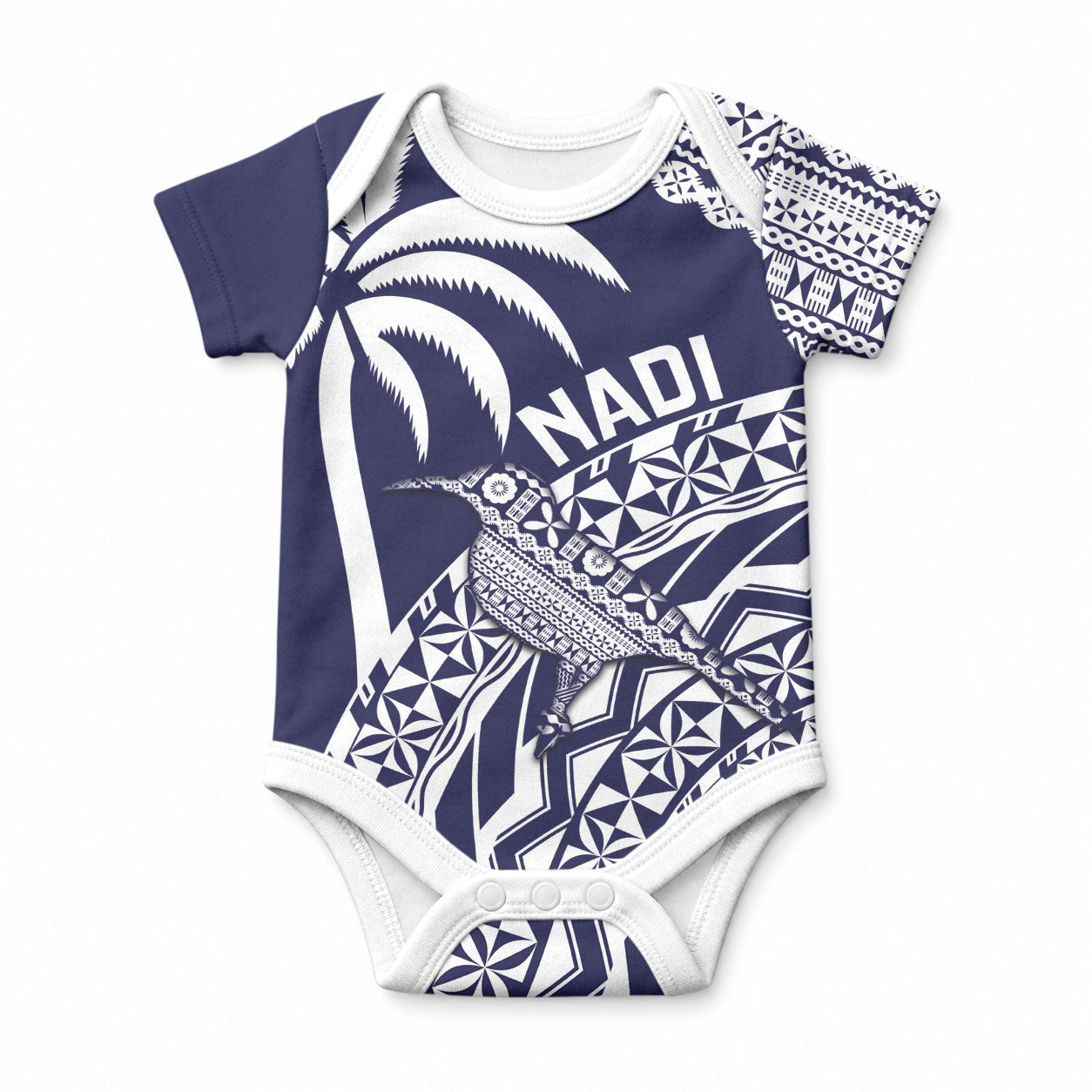 Nadi Fiji 2026 Rugby Custom Baby Onesie Kikau Fijian Tapa Pattern LT14 Navy Blue - Polynesian Pride