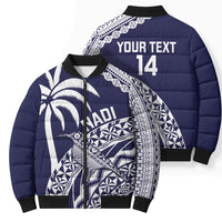 Nadi Fiji 2026 Rugby Custom Bomber Puffer Jacket Kikau Fijian Tapa Pattern LT14 - Polynesian Pride