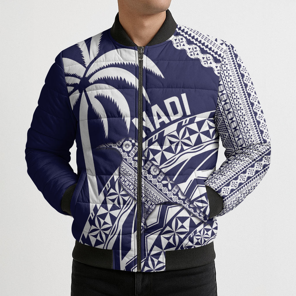 Nadi Fiji 2026 Rugby Custom Bomber Puffer Jacket Kikau Fijian Tapa Pattern LT14 - Polynesian Pride