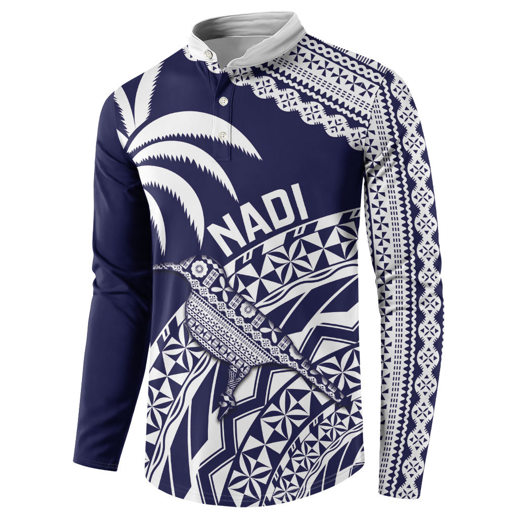 Nadi Fiji 2026 Rugby Custom Button Sweatshirt Kikau Fijian Tapa Pattern LT14 - Polynesian Pride
