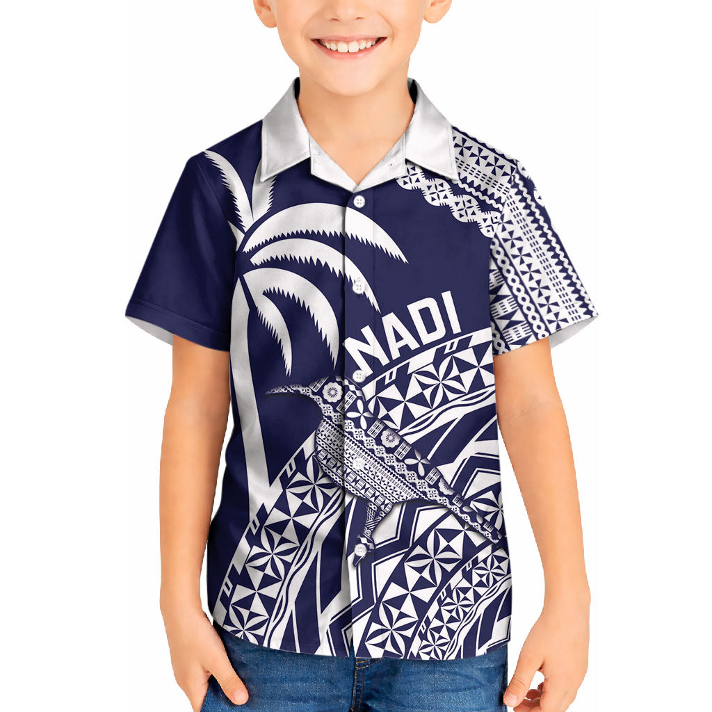 Nadi Fiji 2026 Rugby Custom Kid Hawaiian Shirt Kikau Fijian Tapa Pattern LT14 Kid Navy Blue - Polynesian Pride
