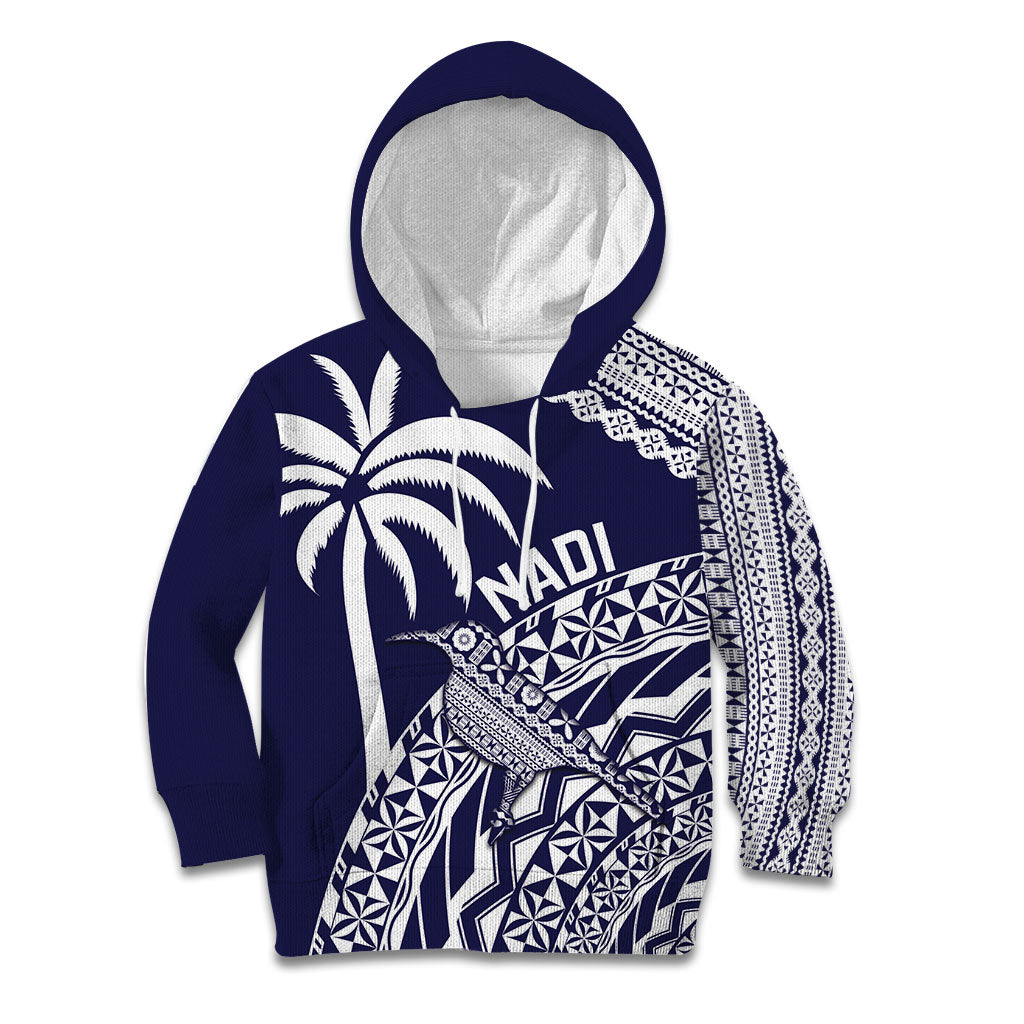 Nadi Fiji 2026 Rugby Custom Kid Hoodie Kikau Fijian Tapa Pattern LT14 Hoodie Navy Blue - Polynesian Pride
